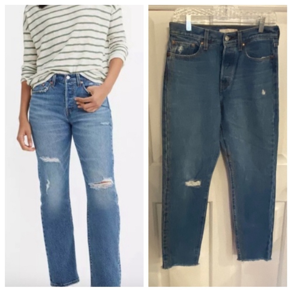 Levi's Wedgie Button Fly Straight Jean Lightly Distressed 33540